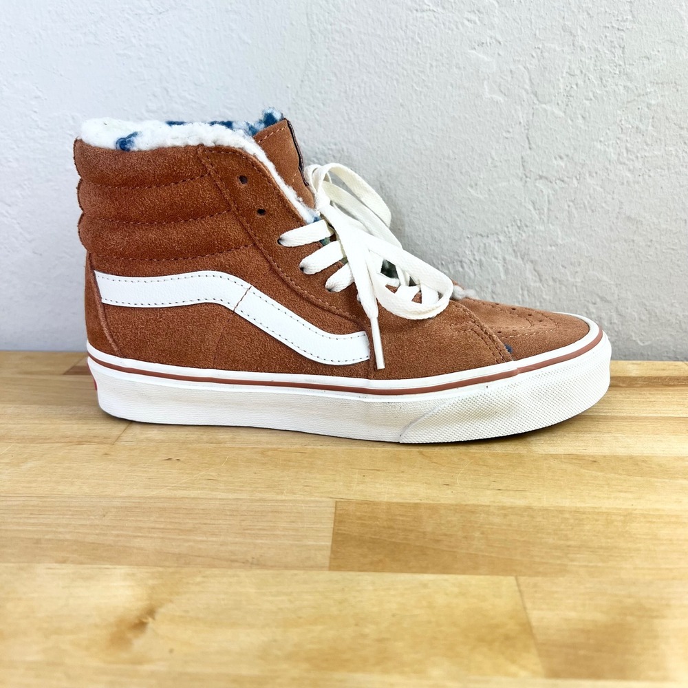 Vans Sneakers Sk8-Hi Sherpa Cozy Suede High Top New Size 5 Brown Faux Fur Lining